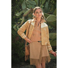 Women's Embroidered Contrast Bomber Jacket 36885J
