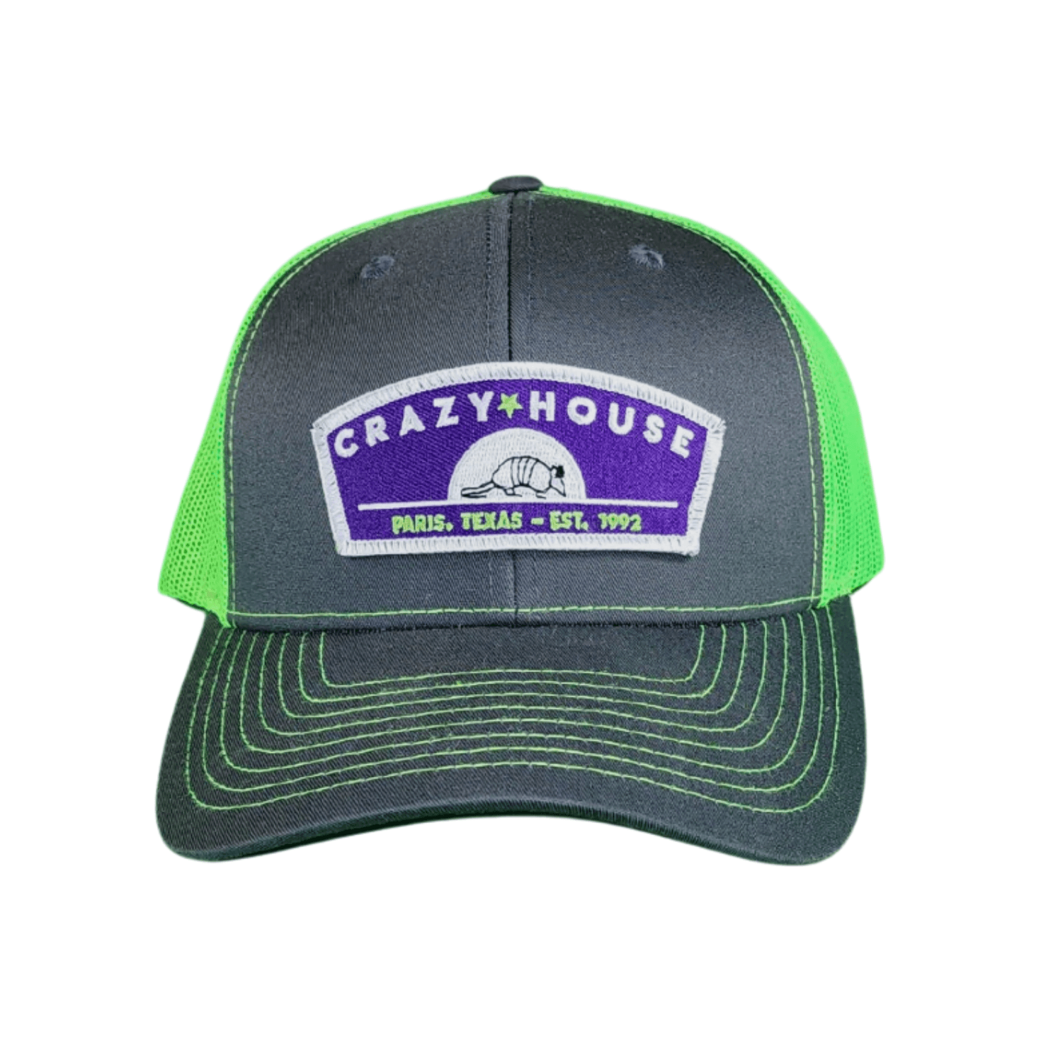 Dark Gray Snapback with Purple Armadillo Sunrise - Crazy House Western Wear