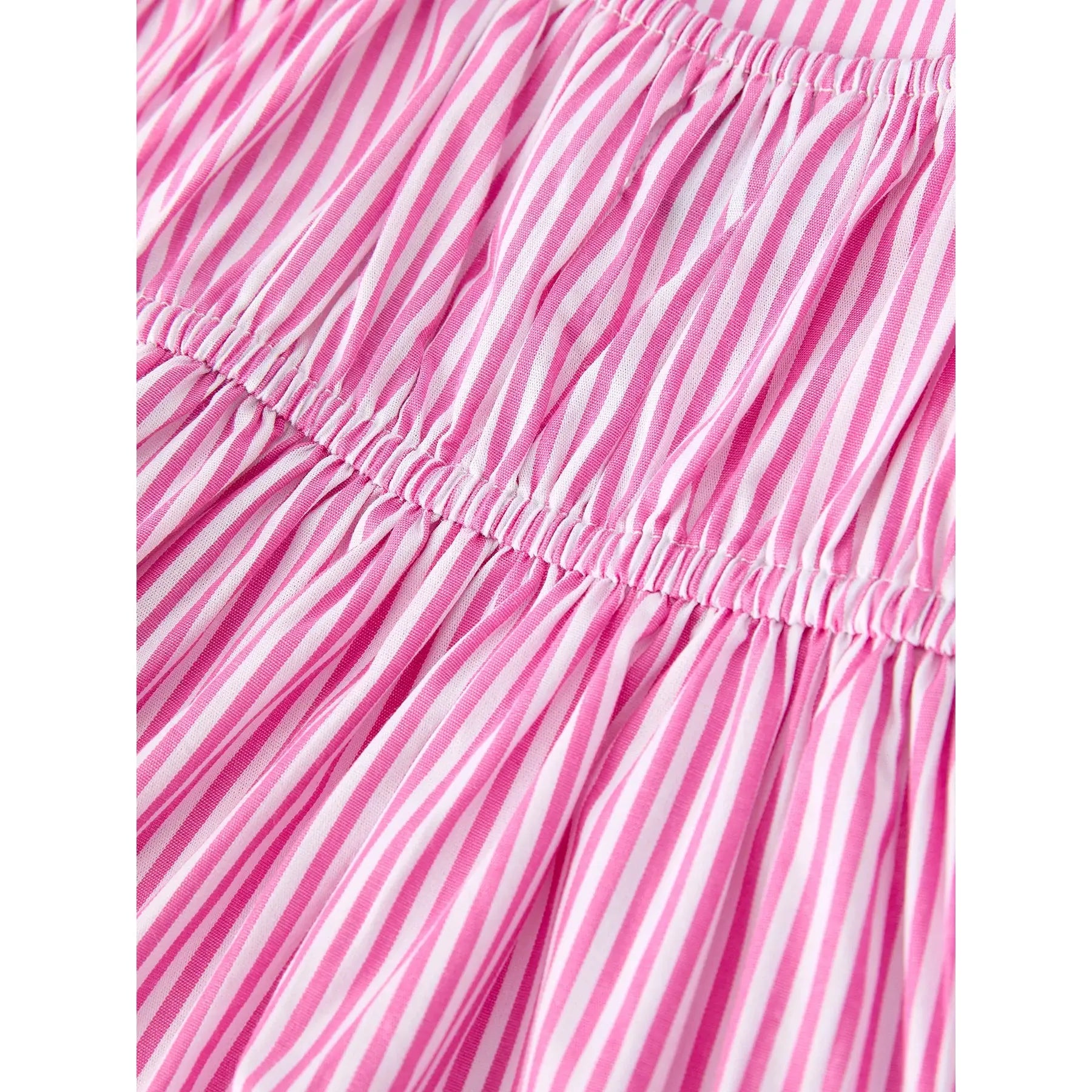 Girl's Youth Pink Striped Ruffle Bow Dress