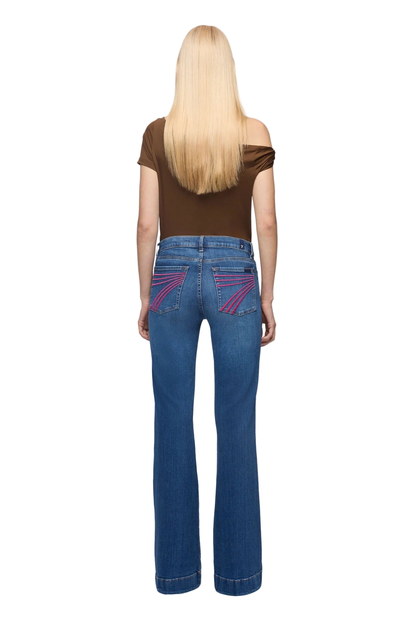 Women's Seven For All Mankind Moonwater Tailorless with Pink Stitch 7U307C12-1ZM