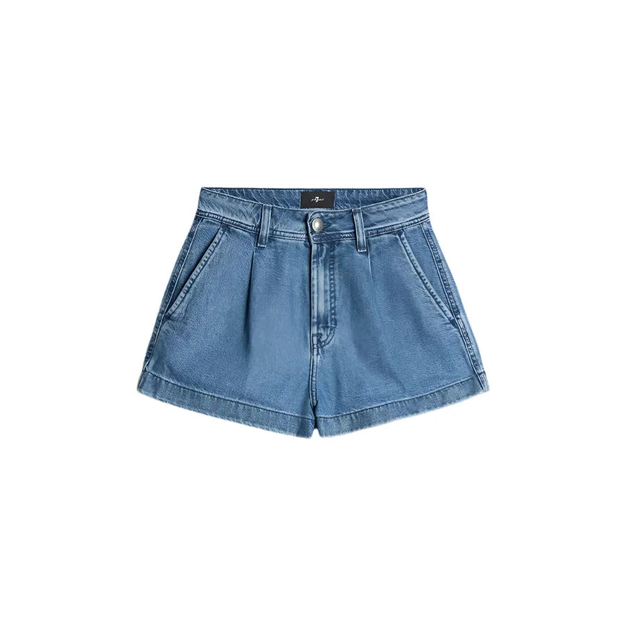 Women's Seven For All Mankind Weightless Denim Pleated Short 7UL20E38-1BB - Crazy House Western Wear