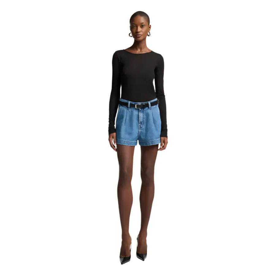 Women's Seven For All Mankind Weightless Denim Pleated Short 7UL20E38-1BB - Crazy House Western Wear