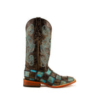 Women's Ferrini Brown/Teal Patchwork Western Boots 8139350
