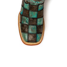 Women's Ferrini Brown/Teal Patchwork Western Boots 8139350