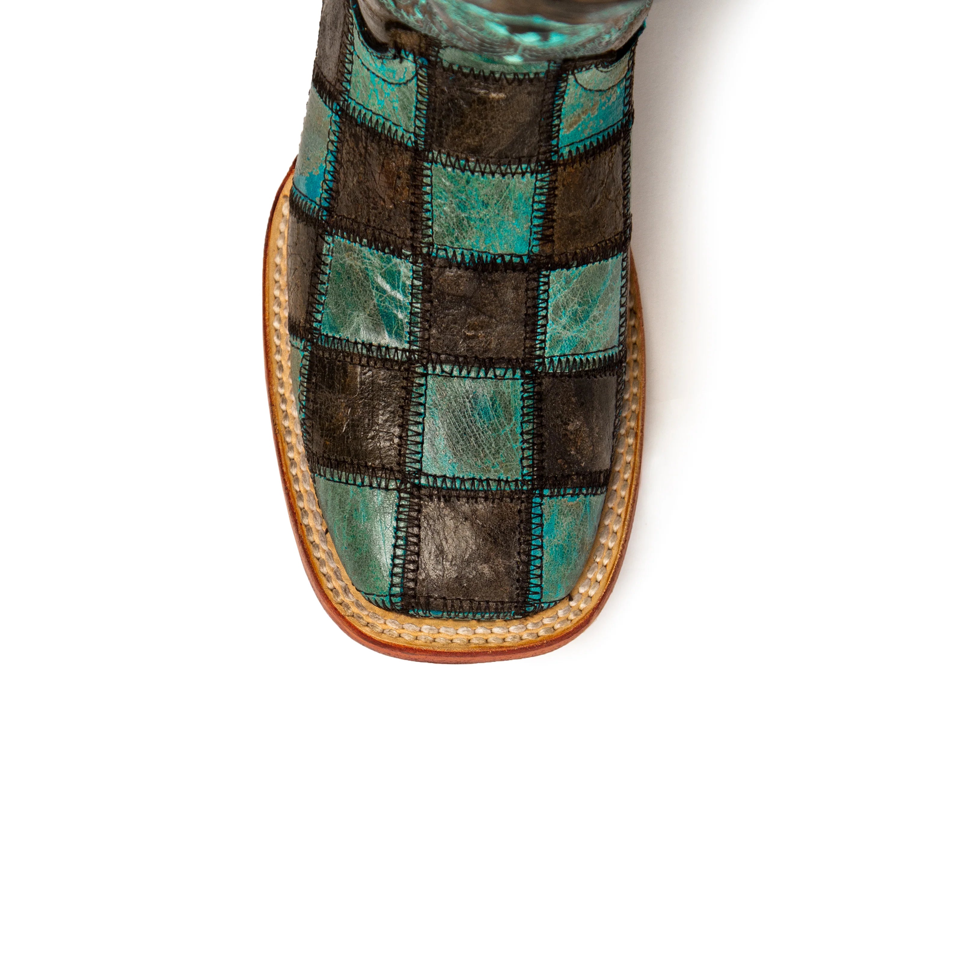 Women's Ferrini Brown/Teal Patchwork Western Boots 8139350