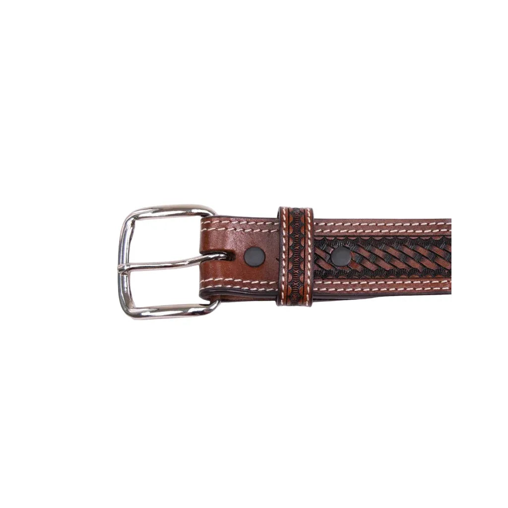 Boy's Cowboy Chrome Scalloped Belt with Rawhide Braid and Stars 815