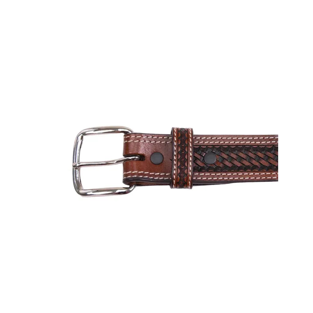 Boy's Cowboy Chrome Scalloped Belt with Rawhide Braid and Stars 815