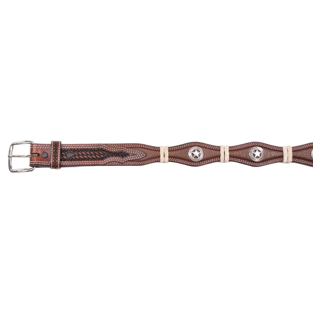 Boy's Cowboy Chrome Scalloped Belt with Rawhide Braid and Stars 815
