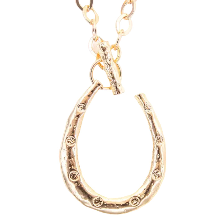 Women's West & Co 34" Gold Chain Necklace with Large Horseshoe Pendant N1513HRSG