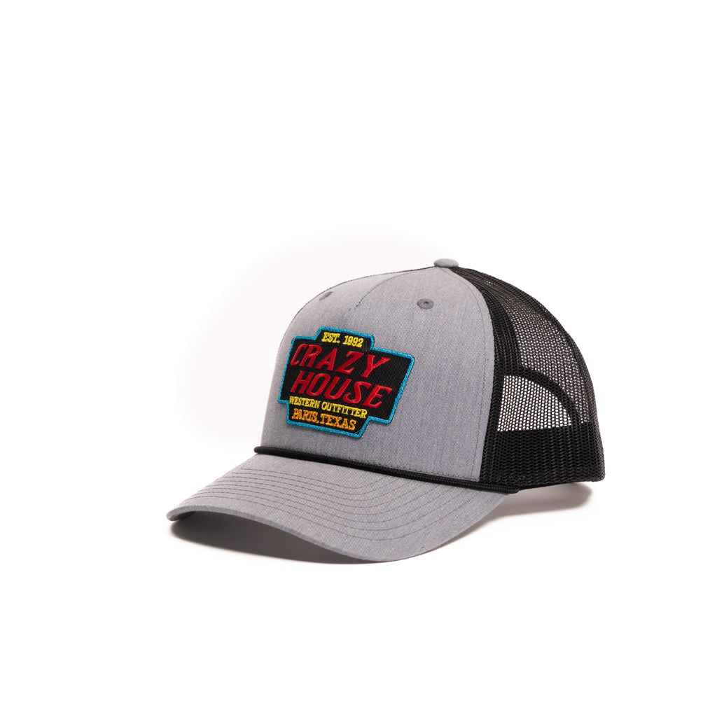 Crazy House Unisex Grey and Black Snapback with Outfitter Patch - Crazy House Western Wear