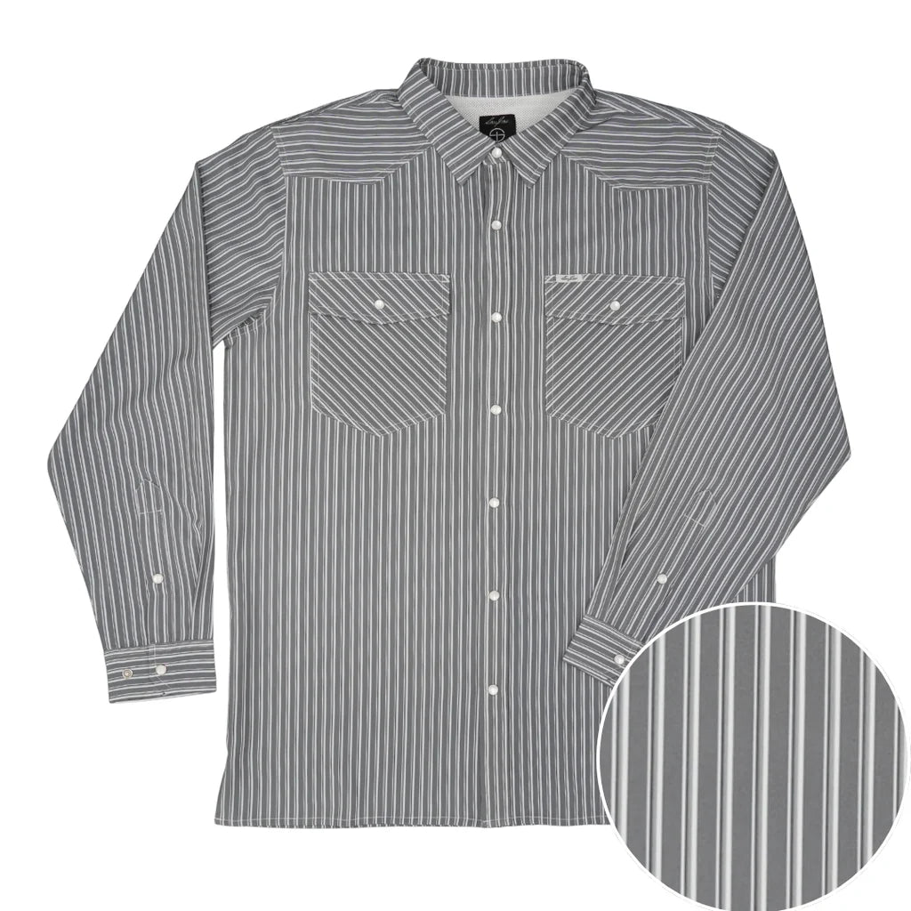 SanJac Men's The Paw Paw Long Sleeve Performance Pearl Snap Shirt COA-LS-GSTP