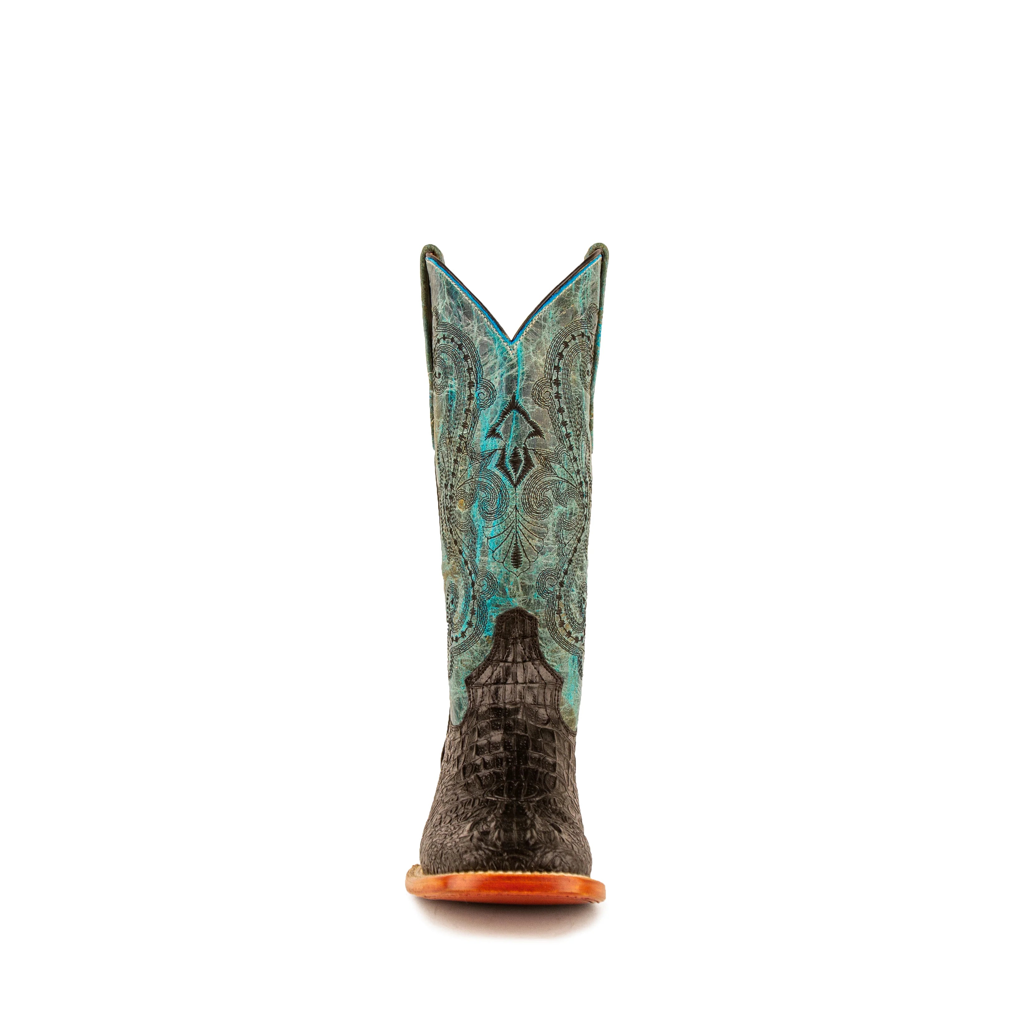 Women's Ferrini Caiman Black/Teal Stampede Boots  9039350