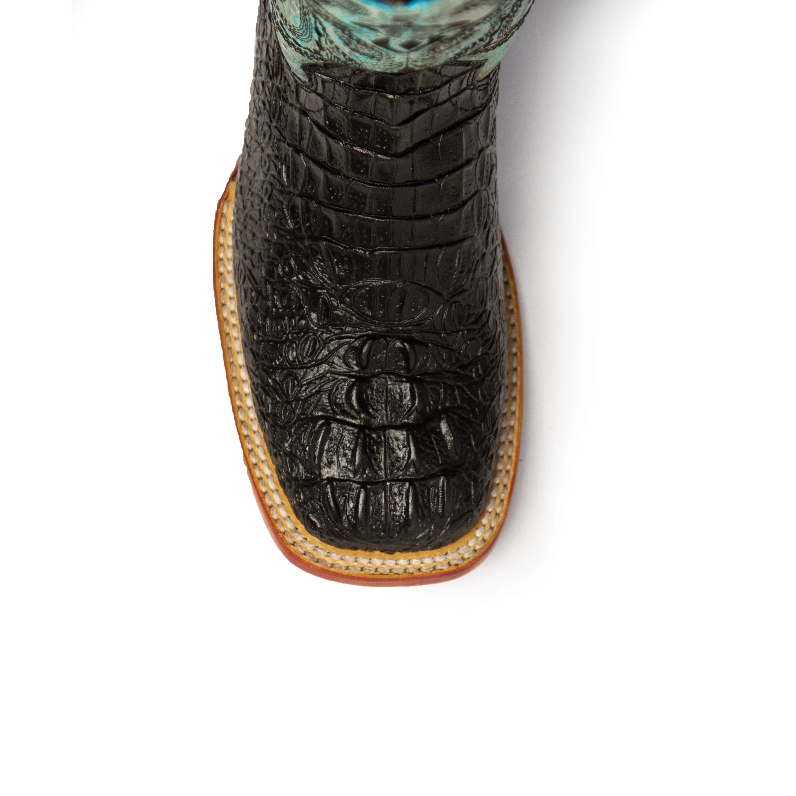 Women's Ferrini Caiman Black/Teal Stampede Boots  9039350