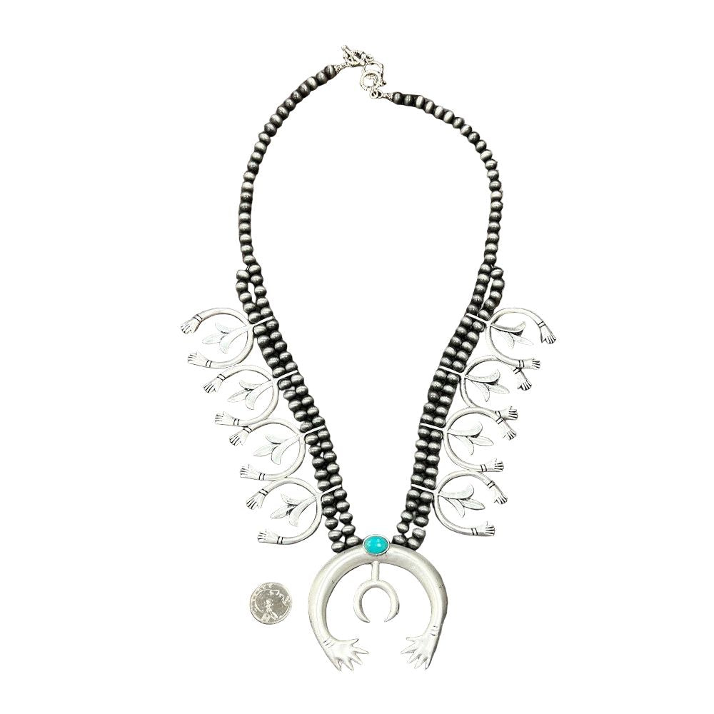 Women's Isac Squash Blossom Turquoise Necklace