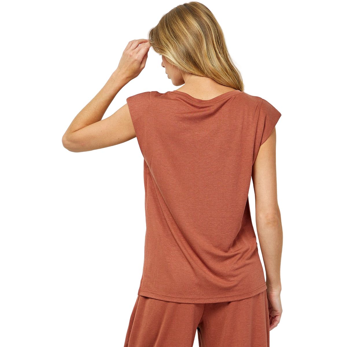 Women's Paded Shoulder Soft Sleeveless Top T4242