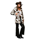 Women's Cow Print Faux Fur Mid Coat 37181J