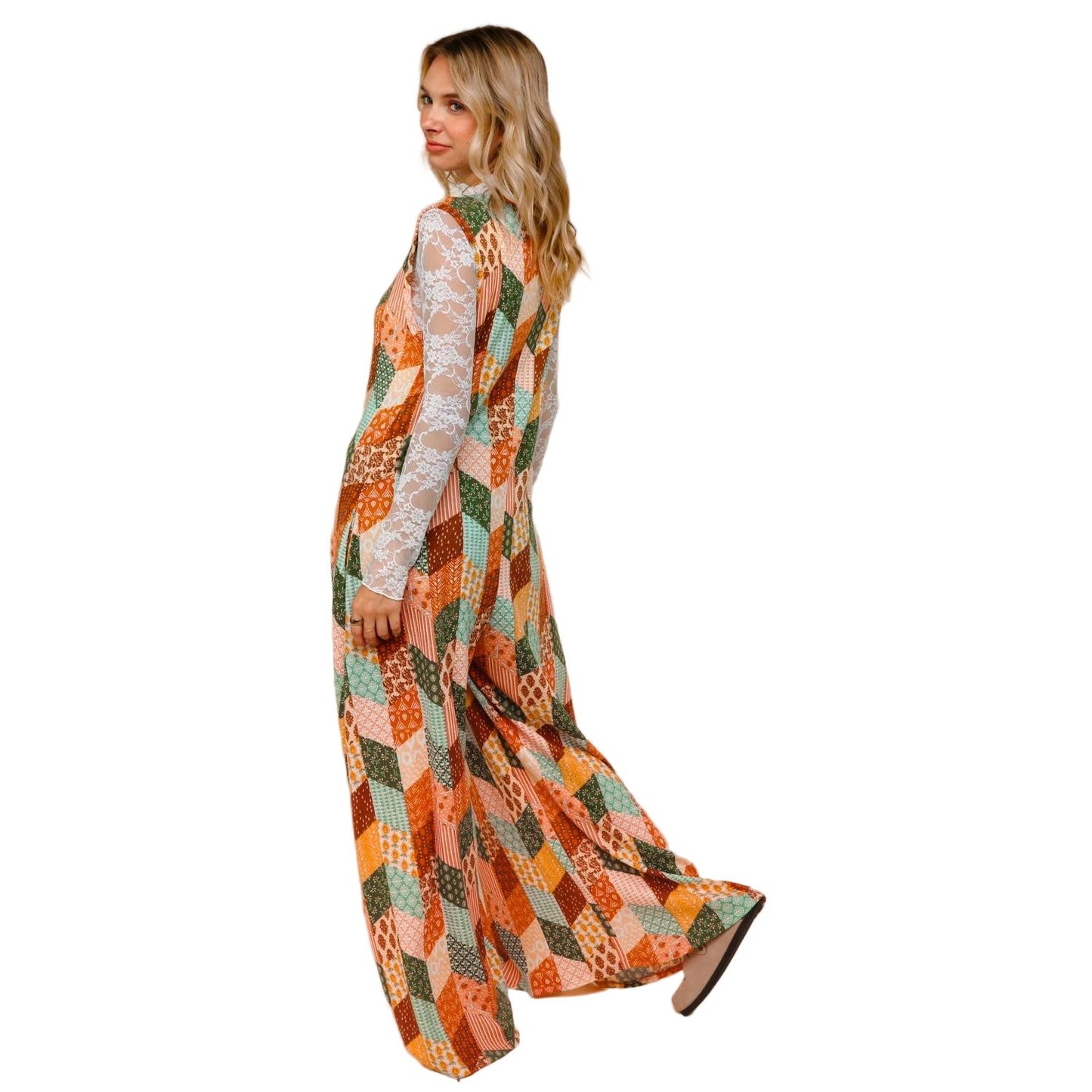 Women's Button Down Loose Jumpsuit W/ Side Pockets HR7222B