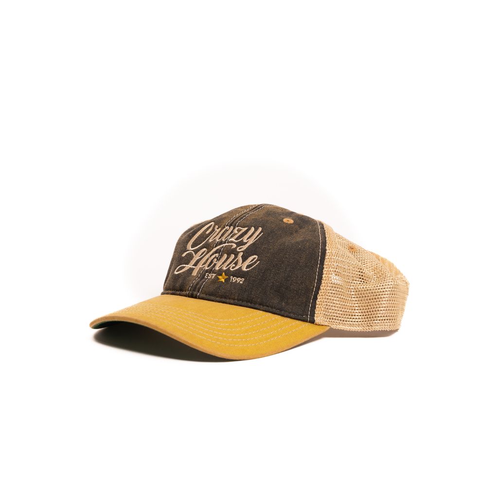 Crazy House Unisex Black and Yellow Mesh Cap With Stitching - Crazy House Western Wear