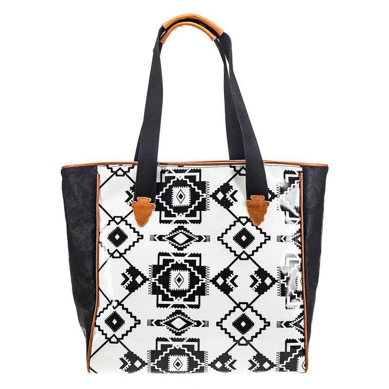Women's Hooey "Whiteriver" White and Black Aztec Tote Bag HCT003-WHB - Crazy House Western Wear