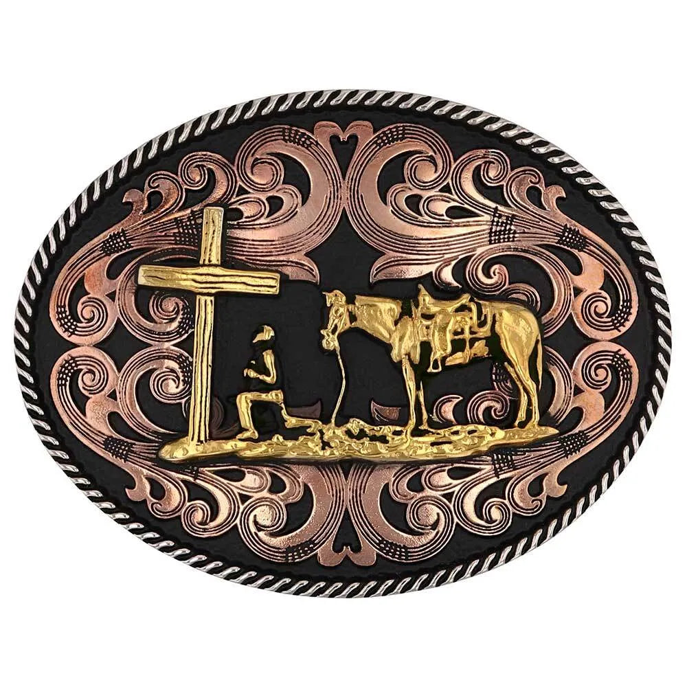 Montana Silversmiths Tri-tone Christian Cowboy Attitude Buckle A1005
