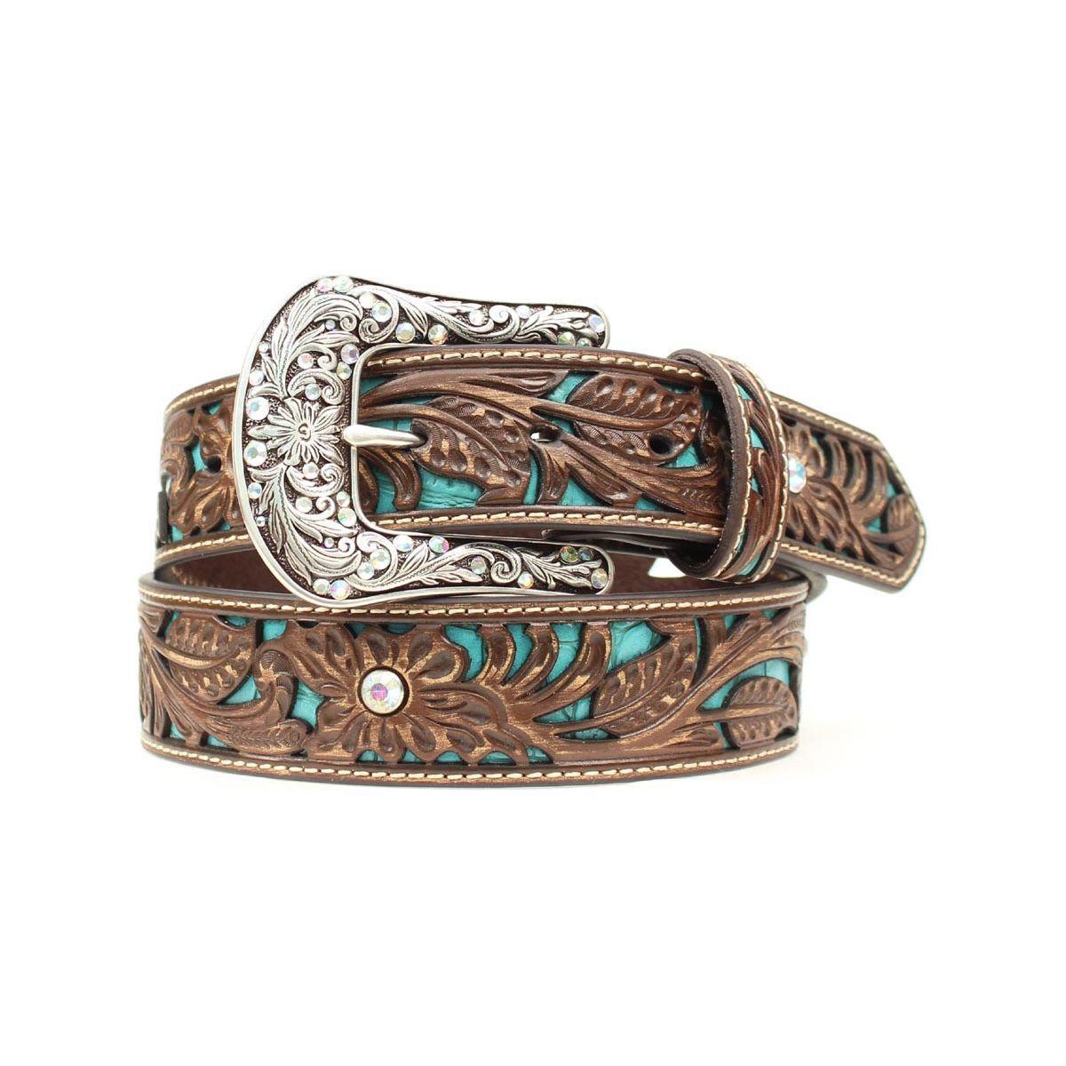 Women's Ariat Turquoise Inlay Belt A1513402 - Crazy House Western Wear