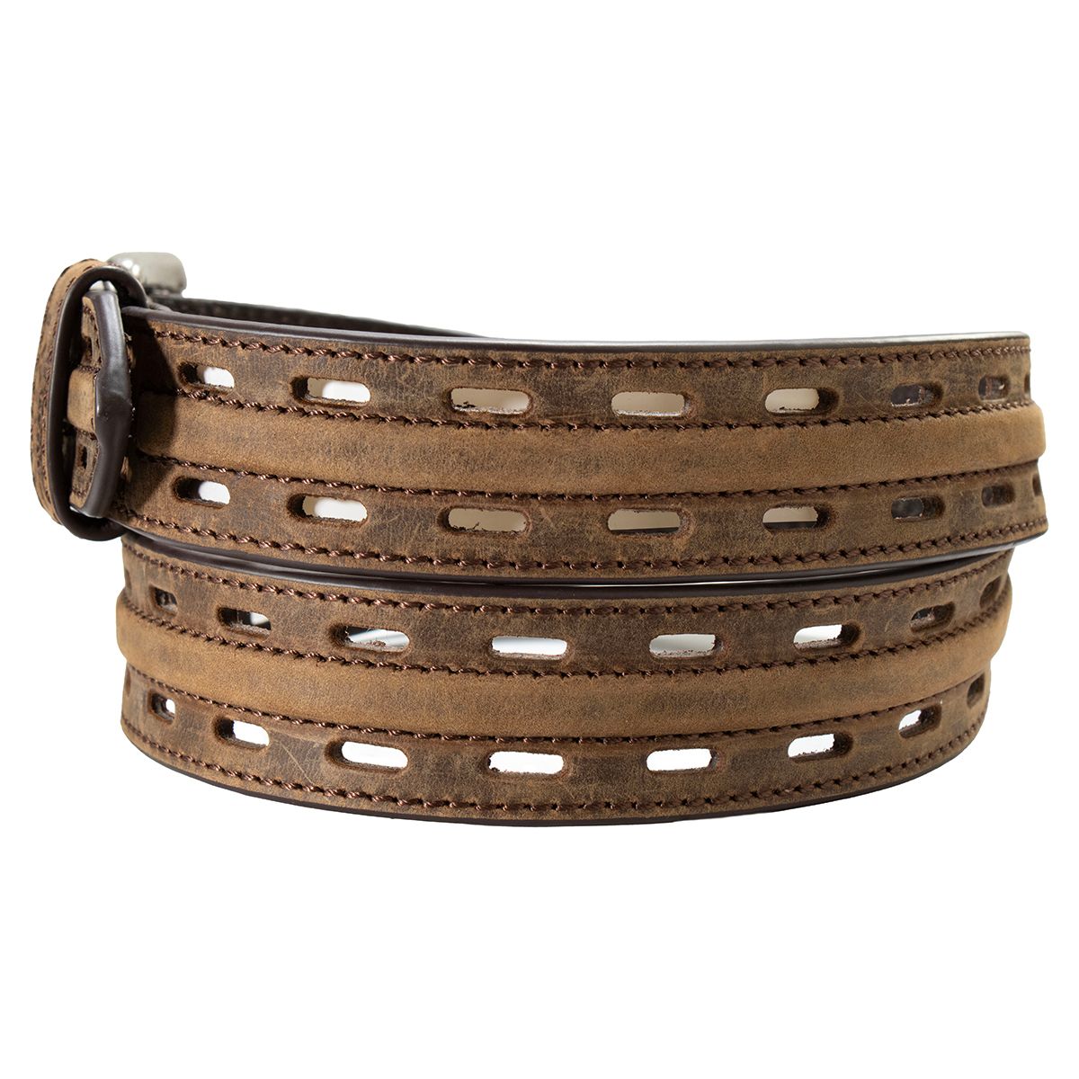 Men's Ariat Brown Work Belt 100% Genuine Leather with Double Hole Adjustment A1700702