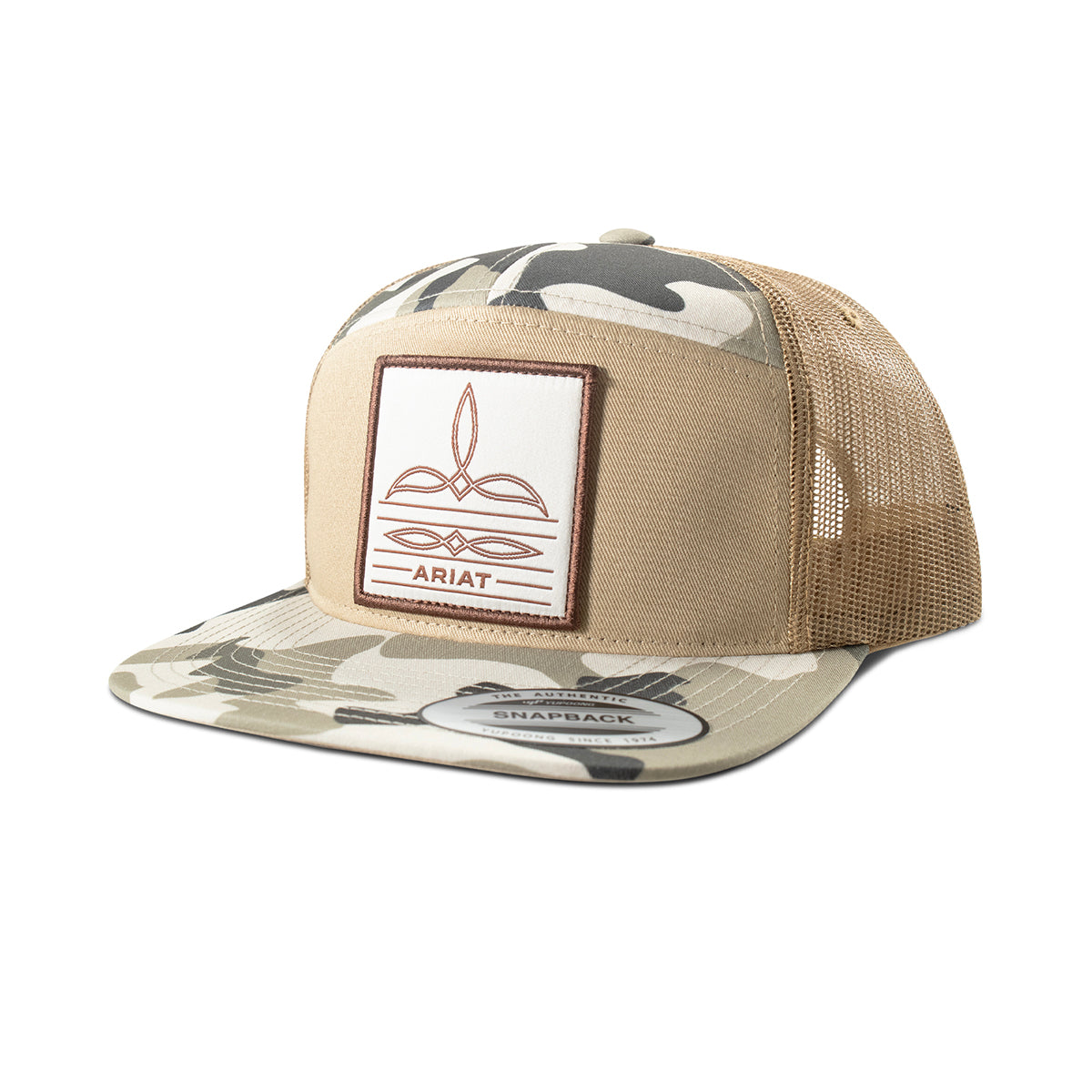 Men's Ariat Khaki and Camo Cap with Stitching A3000920146