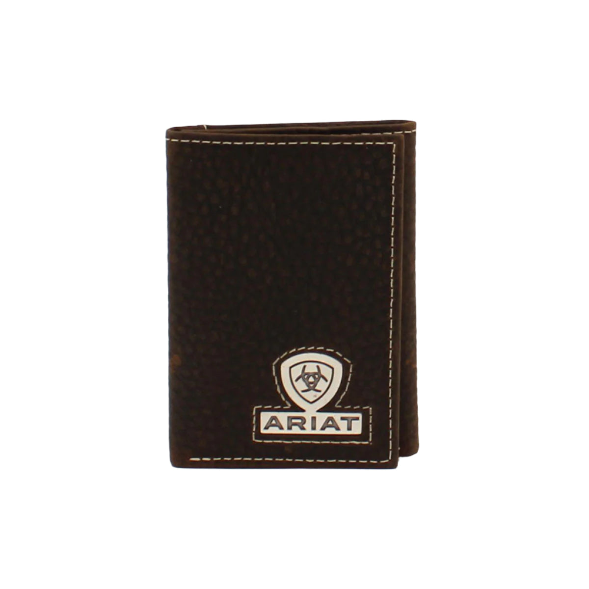 Men's Ariat Rowdy Brown Genuine Leather Trifold Style Wallet A35468282 - Crazy House Western Wear