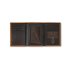 Men's Ariat Medium Brown Genuine Leather Trifold Wallet A3548144 - Crazy House Western Wear