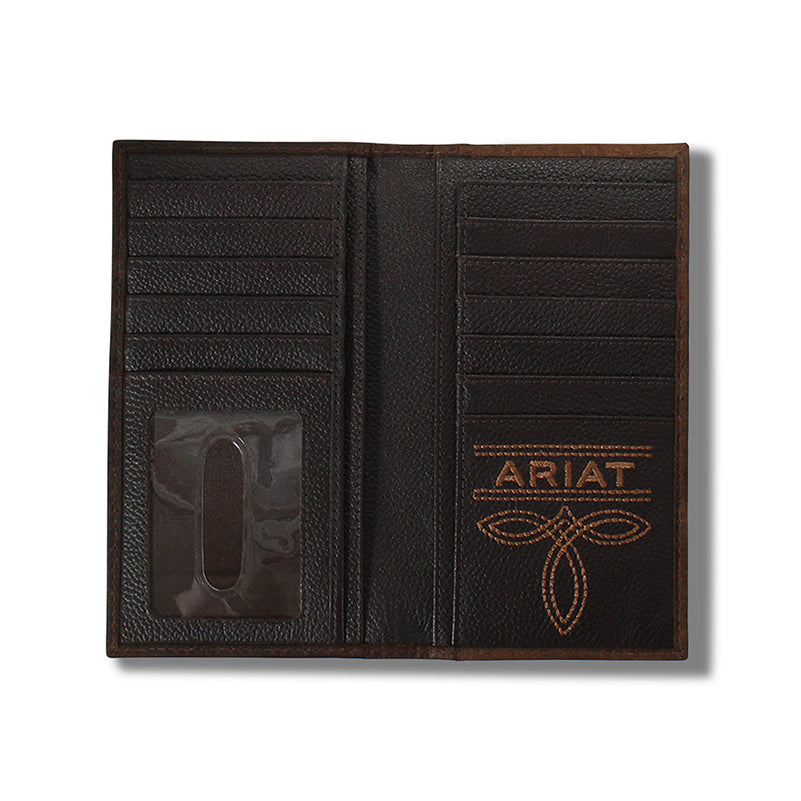 Men's Ariat Rowdy Brown Leather Rodeo Style Wallet A35491282 - Crazy House Western Wear