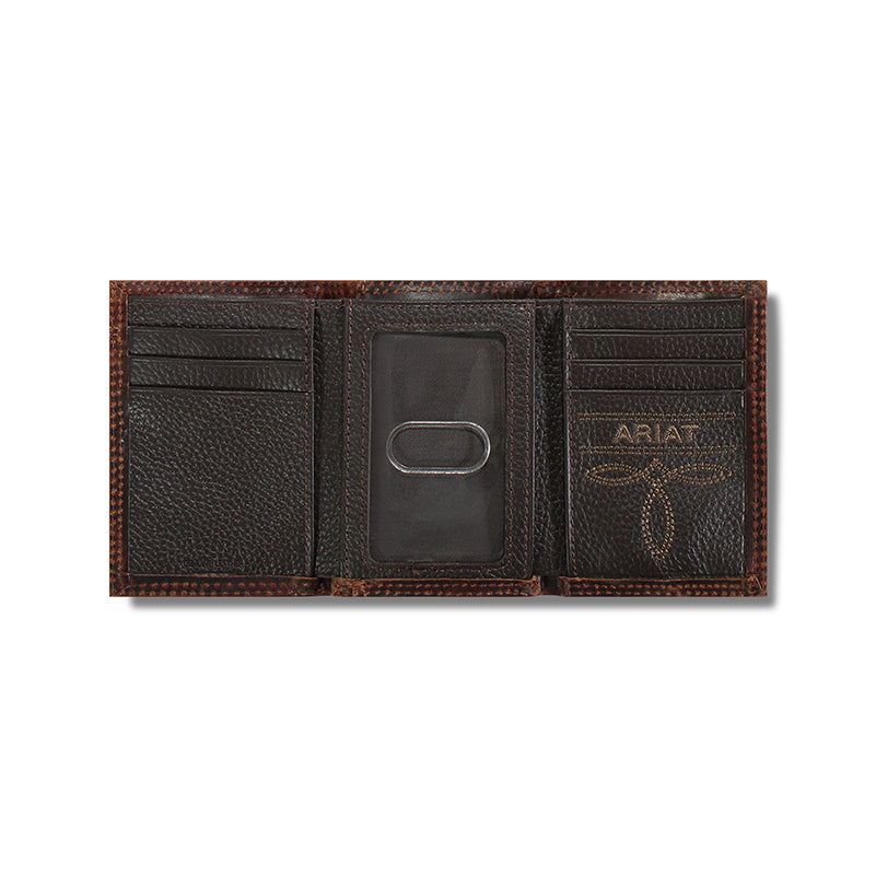 Men's Ariat Brown Trifold Ariat Logo Wallet A3550102 - Crazy House Western Wear