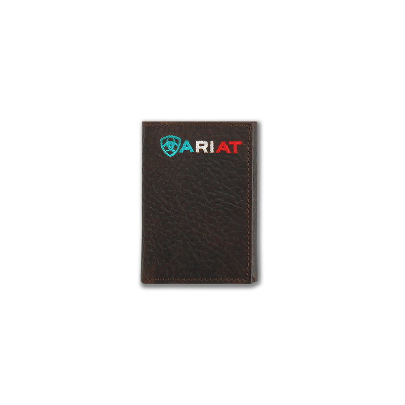 Men's Ariat Rowdy Brown Trifold Ariat Logo Wallet A35508282 - Crazy House Western Wear