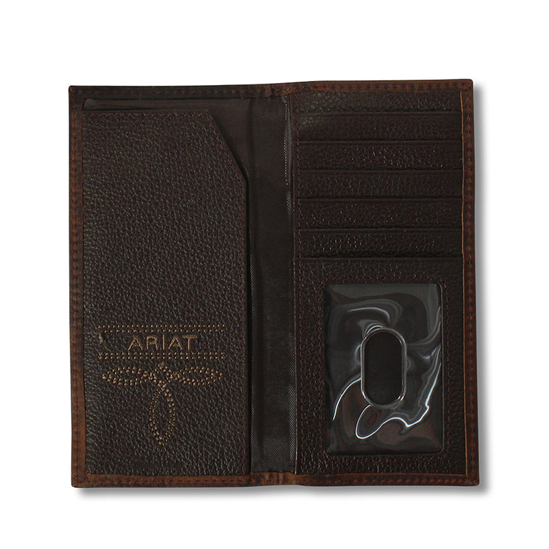 Boys's Ariat Medium Brown Rodeo Style Genuine Leather Wallet A3551244 - Crazy House Western Wear