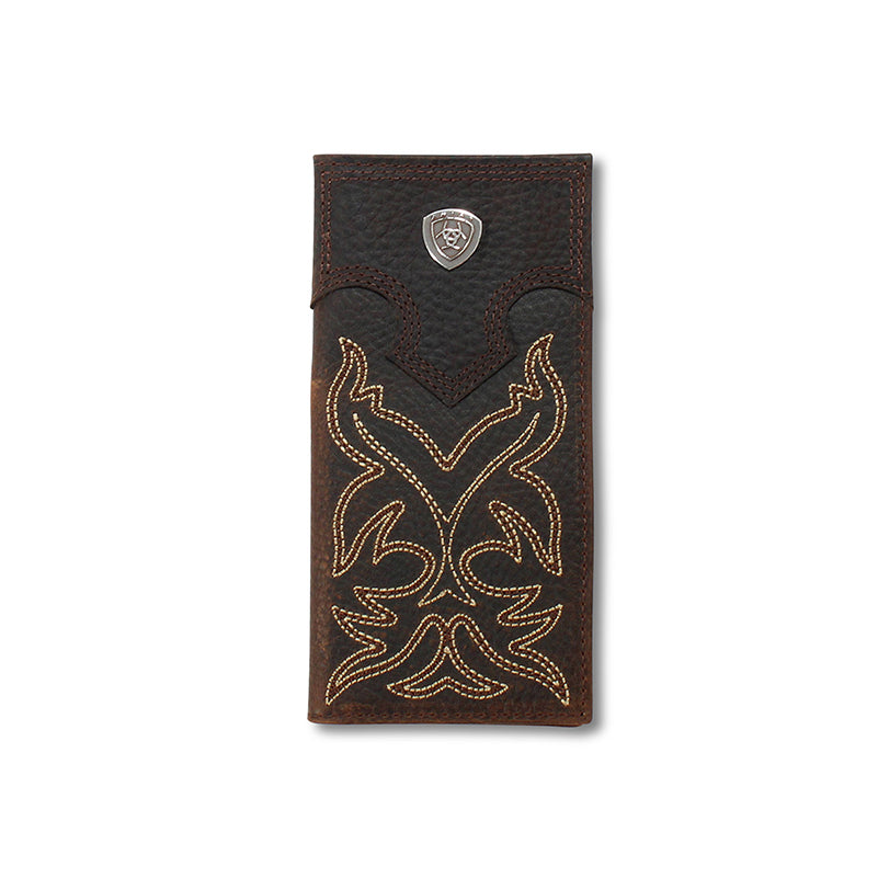 Boys's Ariat Medium Brown Rodeo Style Genuine Leather Wallet A3551244 - Crazy House Western Wear