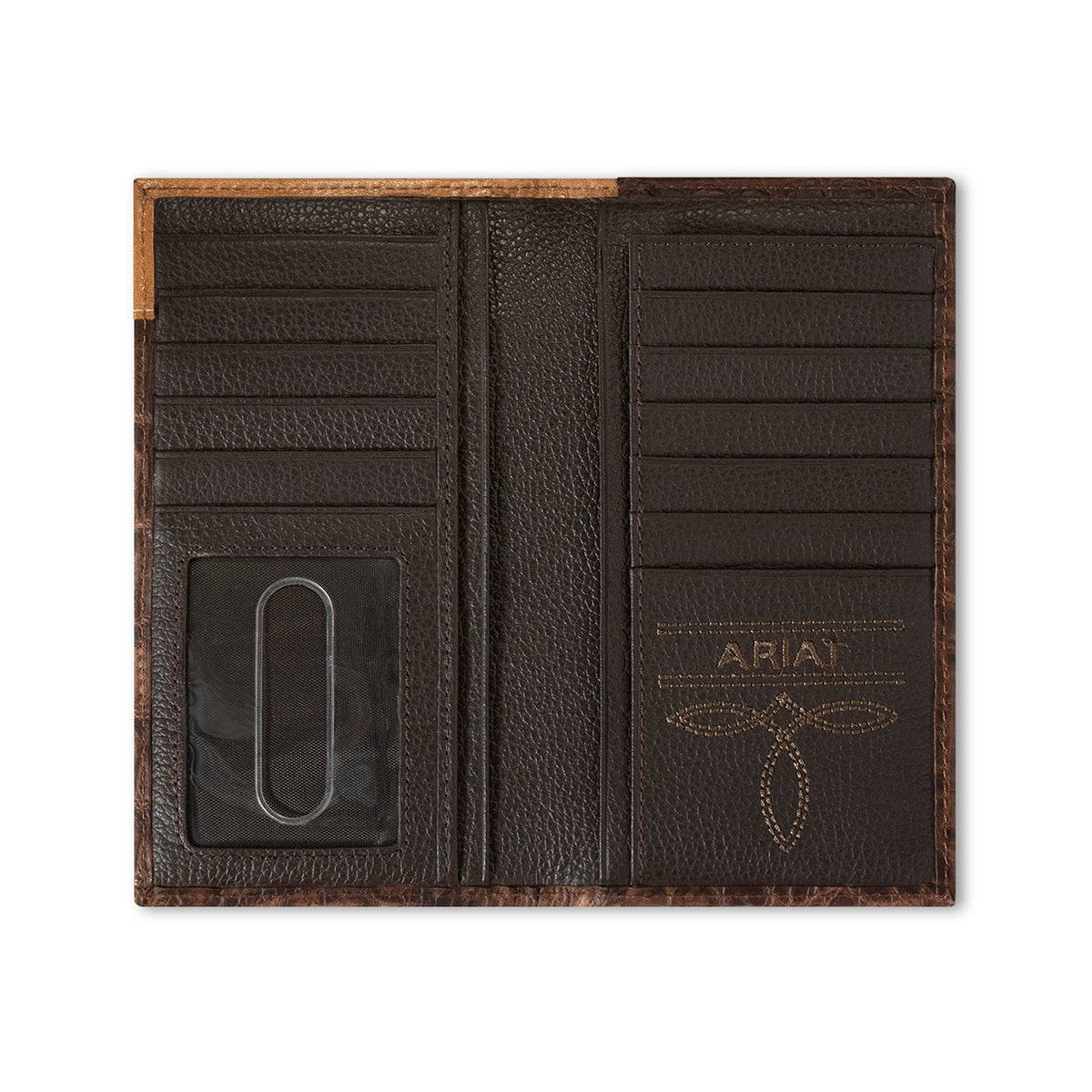 Men's Ariat Brown Croco Texture Rodeo Style Wallet A3552802 - Crazy House Western Wear
