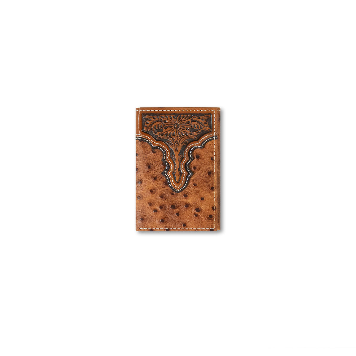 Men's Ariat Brown Trifold Wallet with Ostrich Pattern A3553202 - Crazy House Western Wear