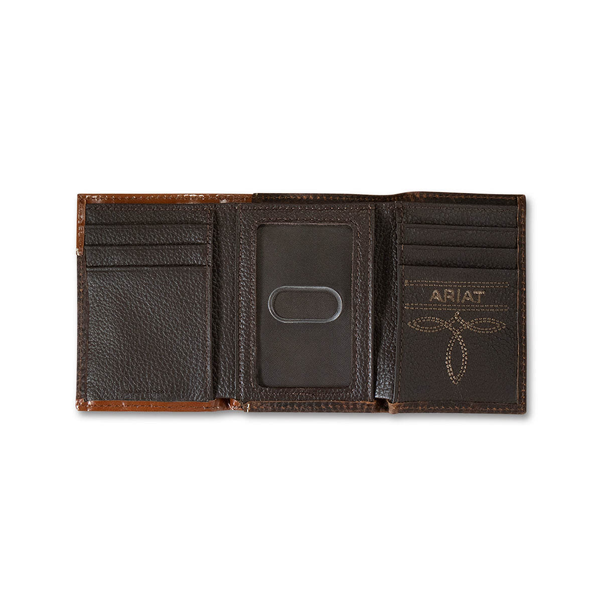 Men's Ariat Rowdy Brown Trifold Wallet A35541282 - Crazy House Western Wear