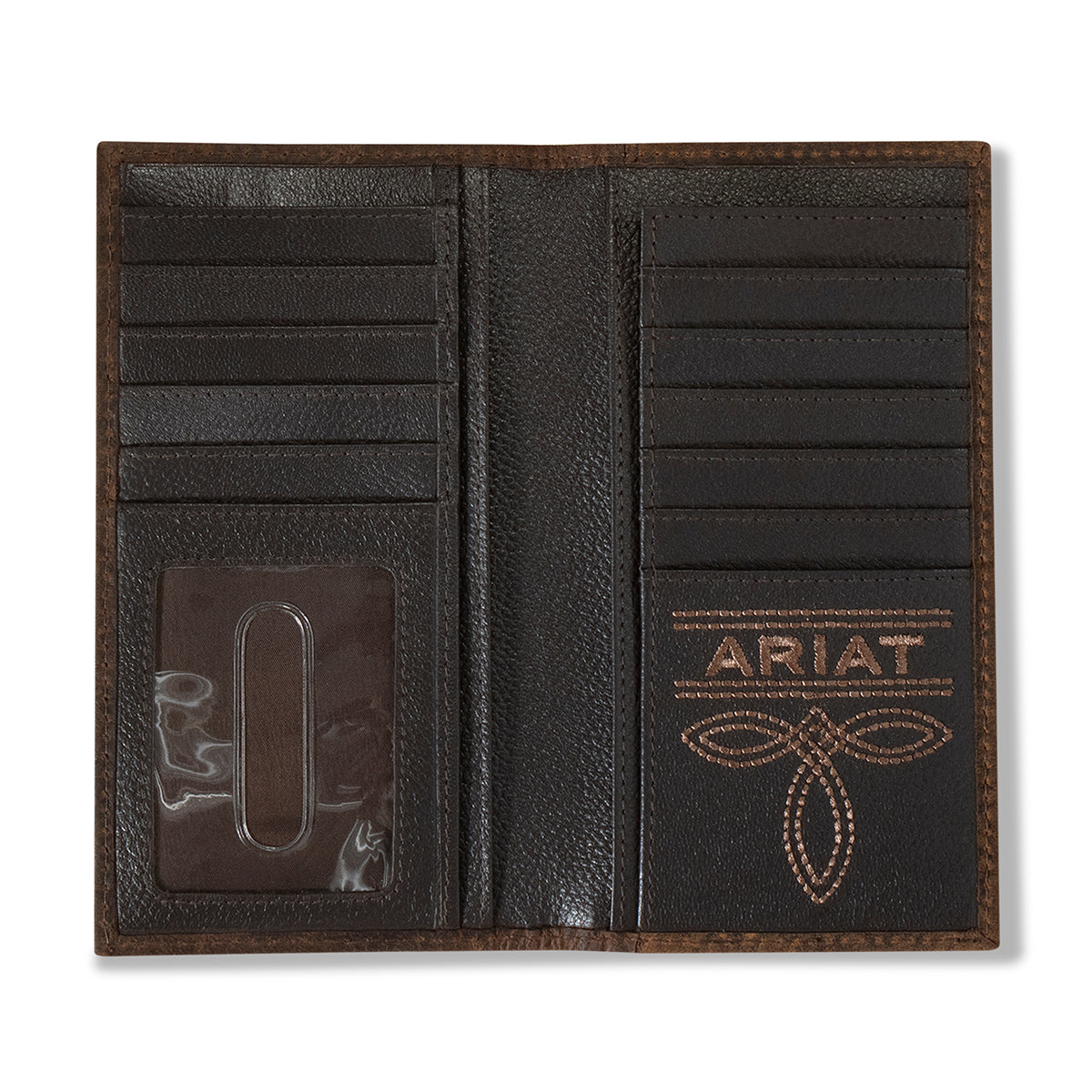 Men's Ariat Brown Bull Hide Leather Rodeo Style Wallet A3554302 - Crazy House Western Wear