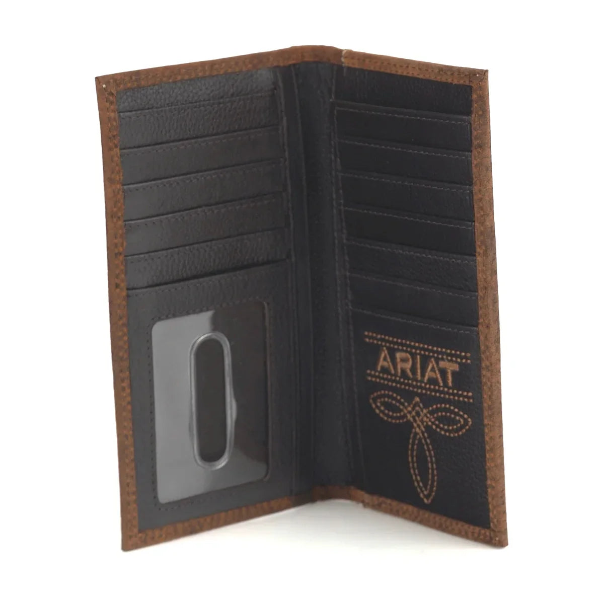 Ariat Men's Rodeo Bull Hide Brown Leather Wallet A3555902