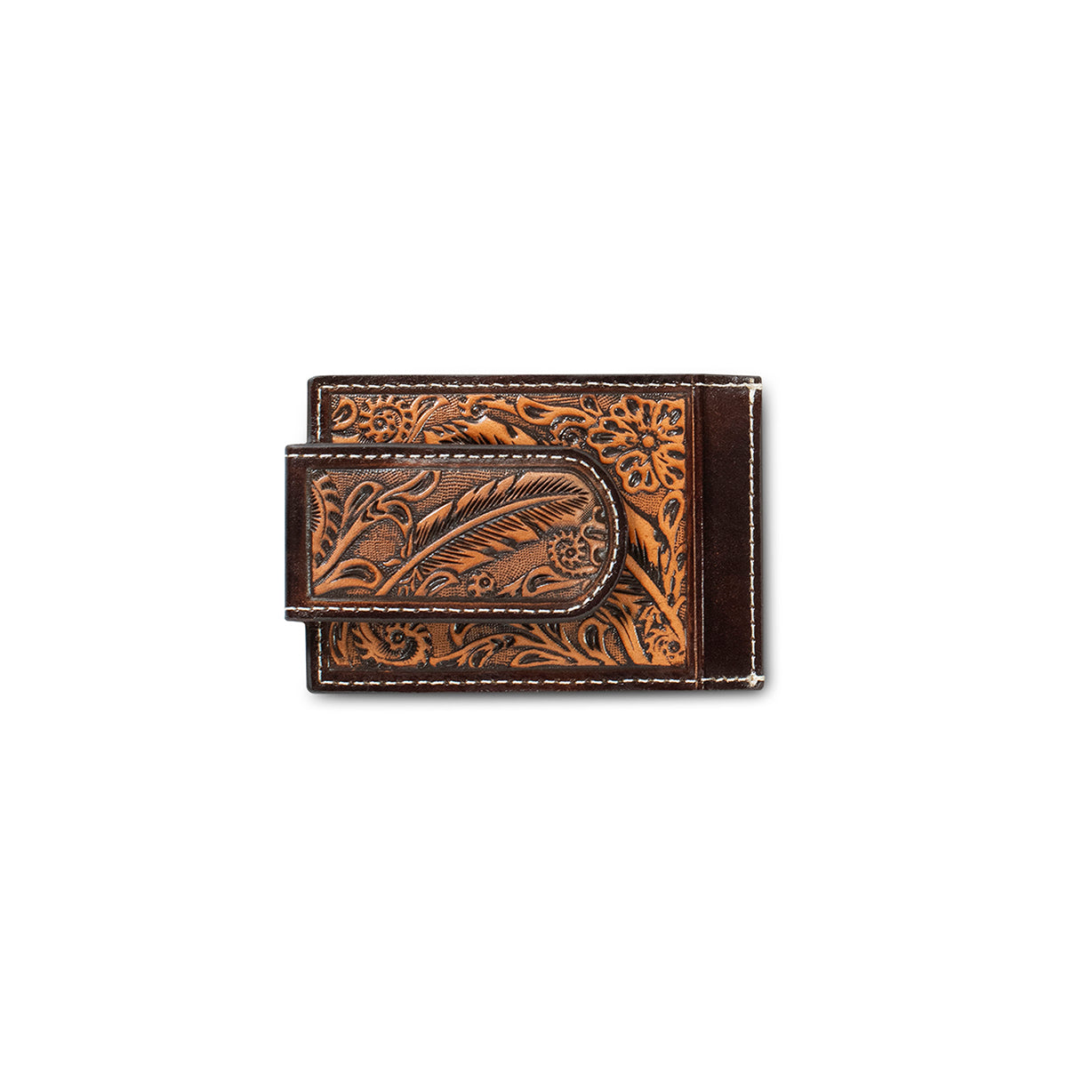 Men's Ariat Brown Genuine Leather Money Clip Style Wallet A3557802 - Crazy House Western Wear