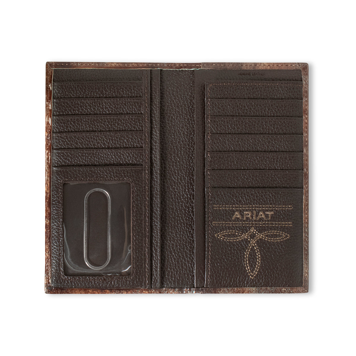 Men's Ariat Brown Rodeo Style Wallet 100% Leather A3560002 - Crazy House Western Wear