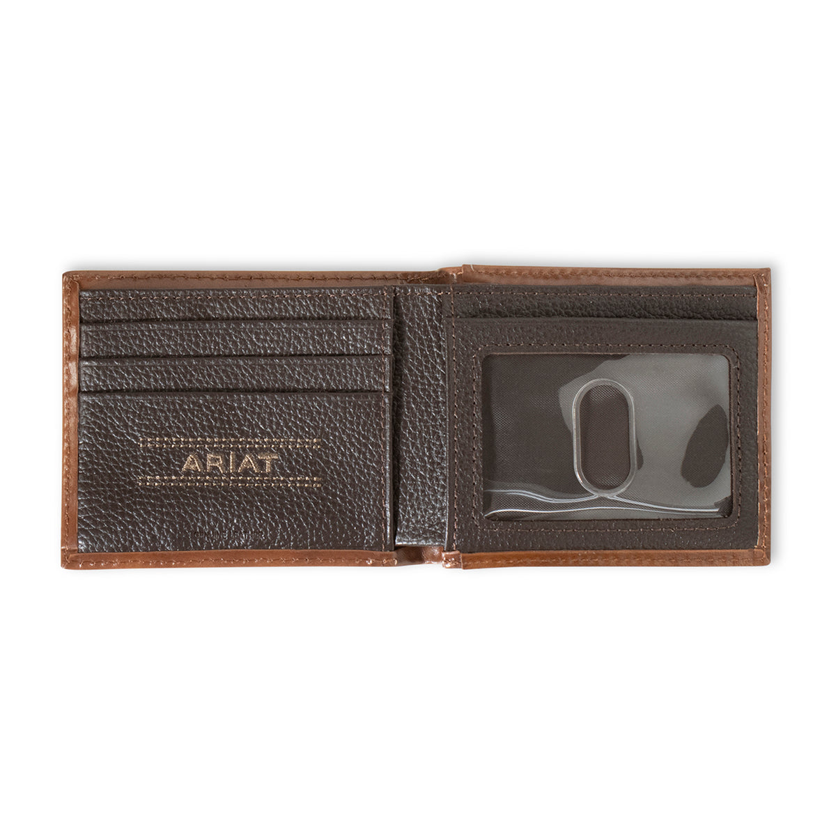 Men's Ariat Brown Genuine Leather Bifold Wallet A3560402 - Crazy House Western Wear