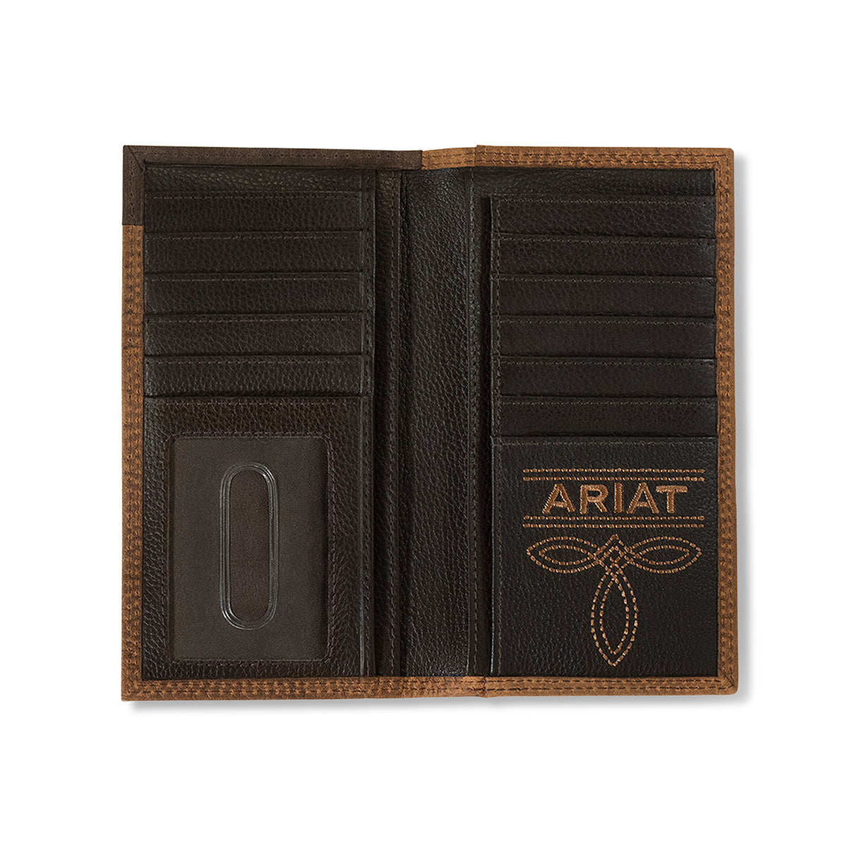 Men's Ariat Rowdy Brown Genuine Leather Rodeo Style Wallet A35620282 - Crazy House Western Wear