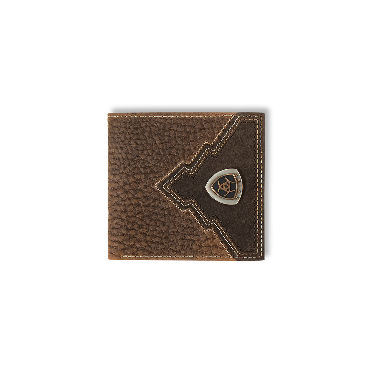 Men's Ariat Rowdy Brown Large Bifold Genuine Leather Style Wallet A35622282 - Crazy House Western Wear