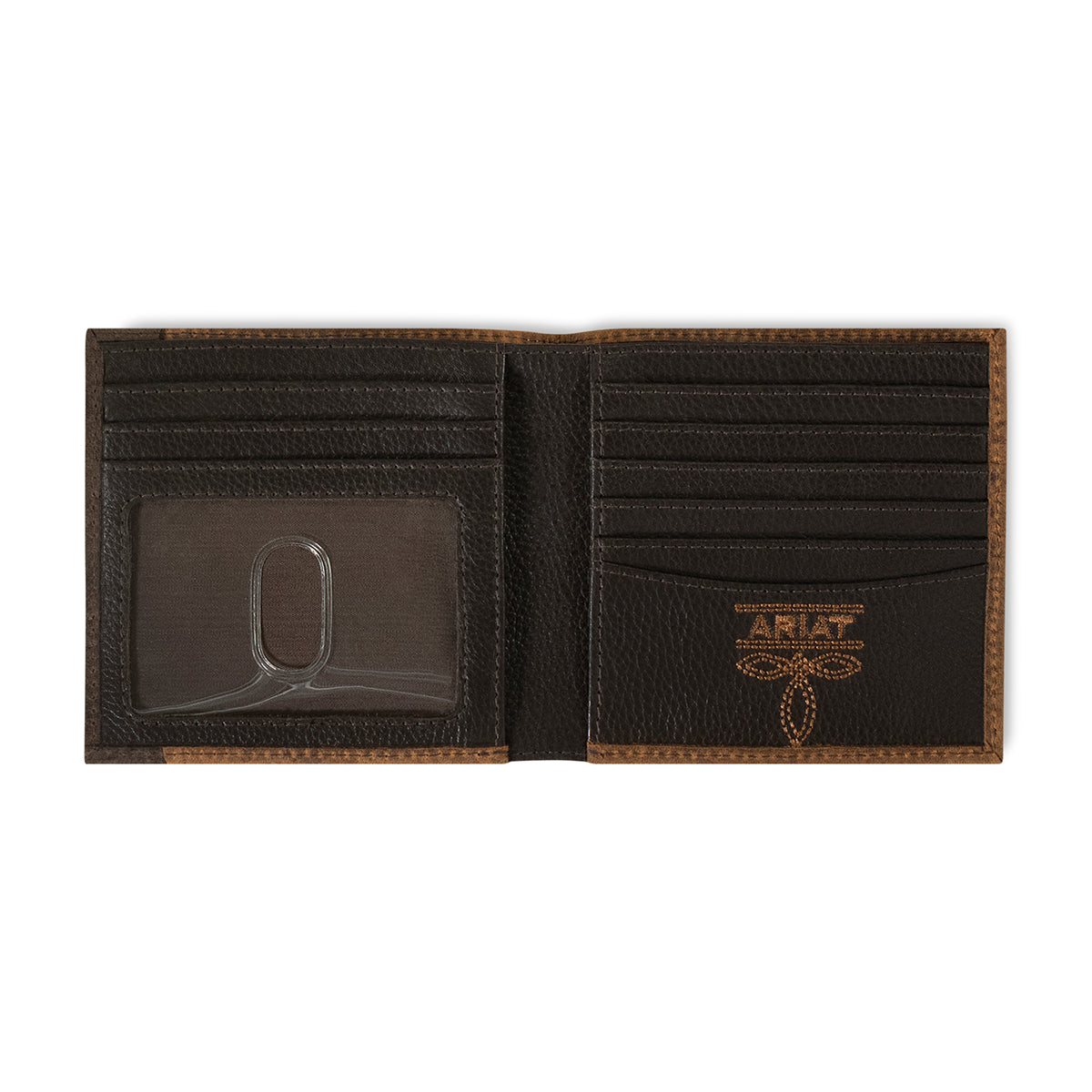Men's Ariat Rowdy Brown Large Bifold Genuine Leather Style Wallet A35622282 - Crazy House Western Wear