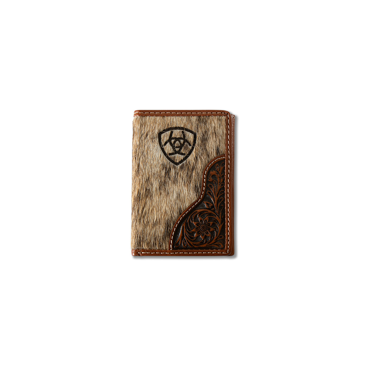 Men's Ariat Brown Trifold Style Calf Hair Body Wallet A3564402 - Crazy House Western Wear