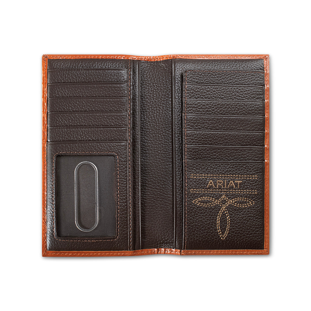 Ariat Men's Rodeo Style Diamond Embossed Brown Leather Wallet A3568402