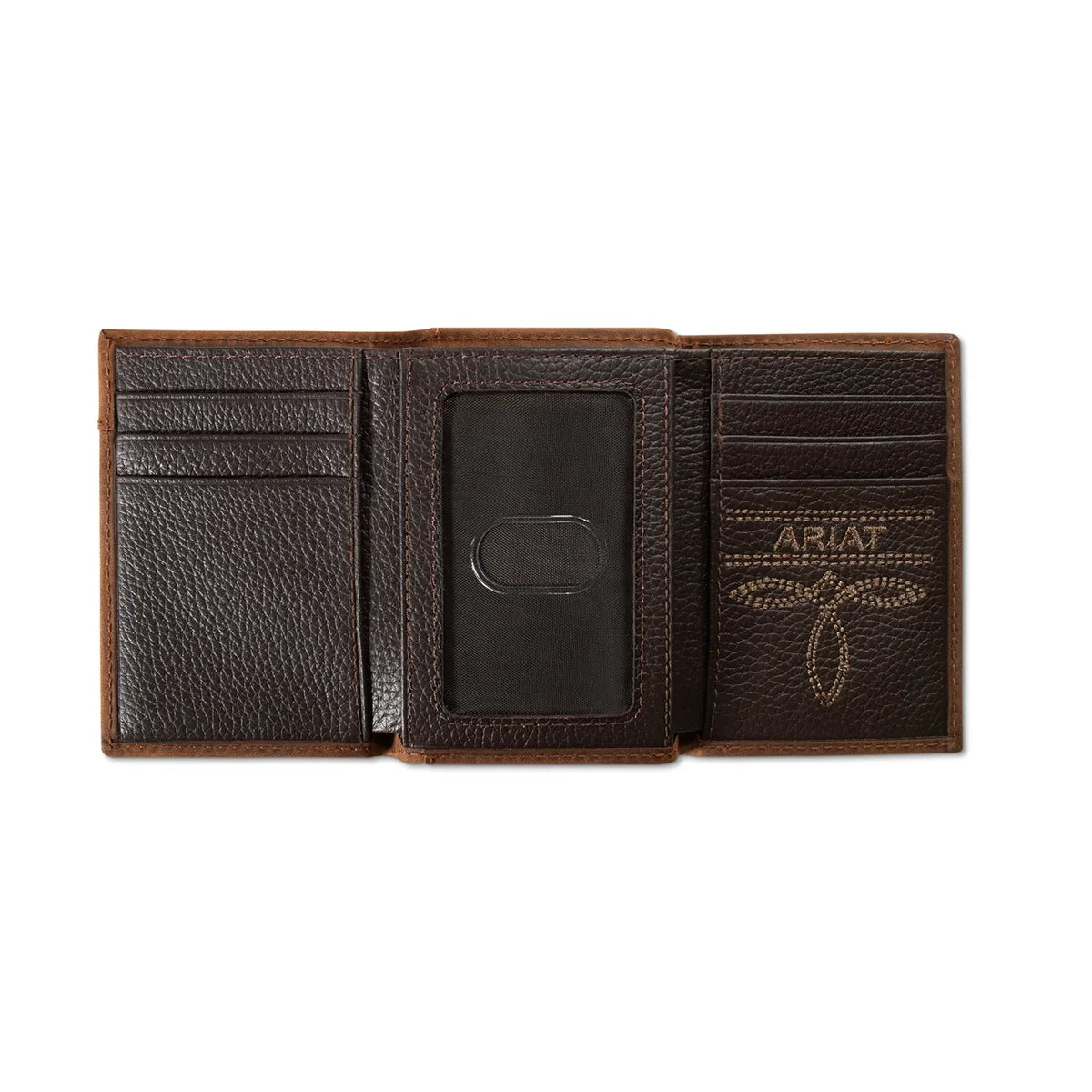 Ariat Men's Trifold Tooled Leather Wallet with Overlay A3568944