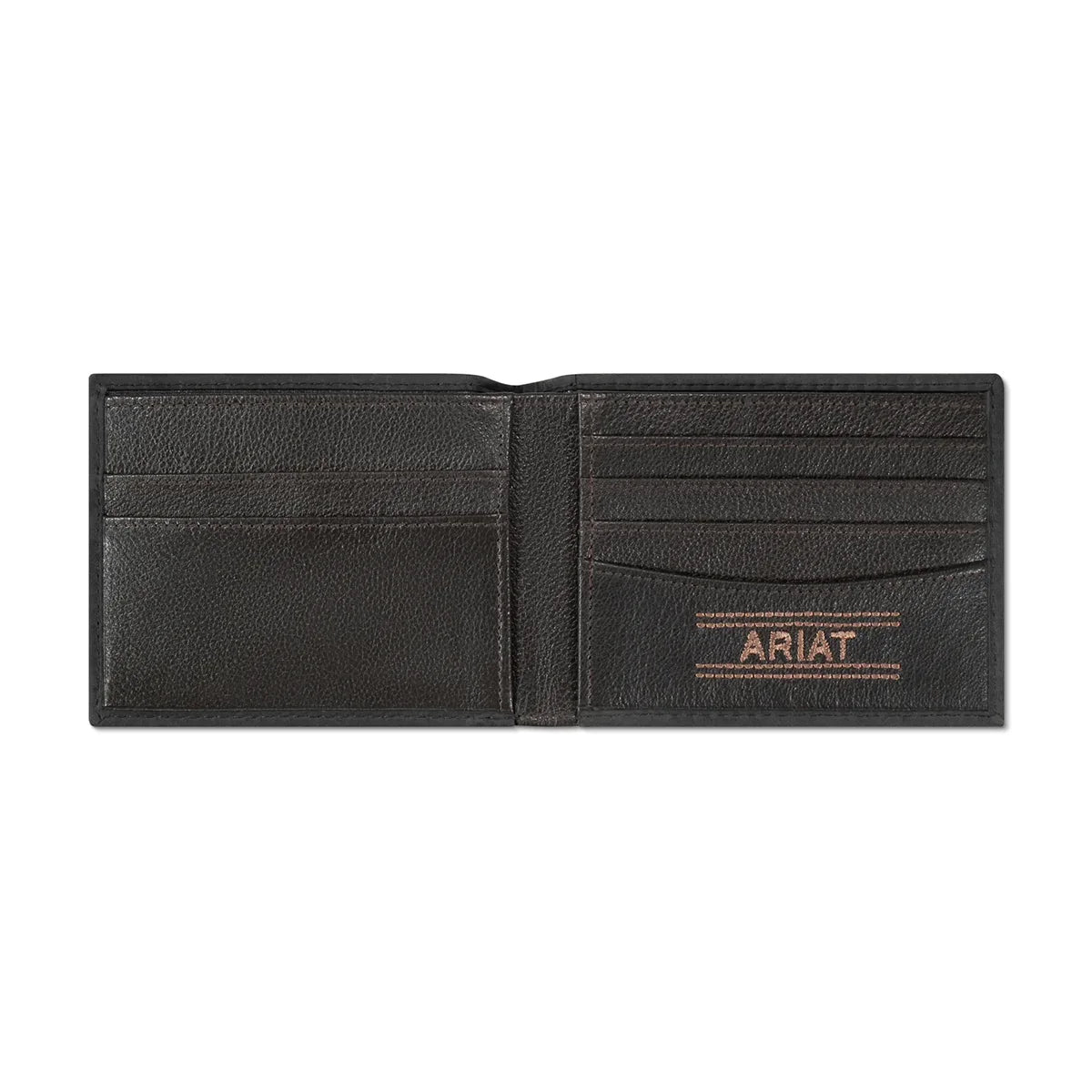 Ariat Men's Black Genuine Leather Wallet with Flag Patch