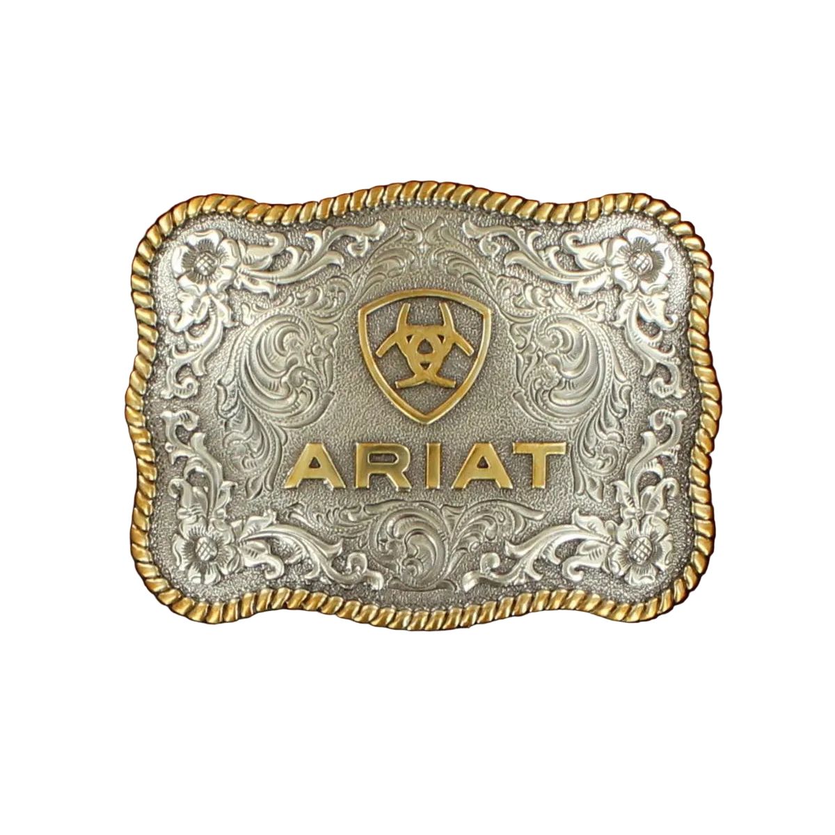 Men's Ariat Silver and Gold Logo Buckle with Twisted Rope Trim A37007